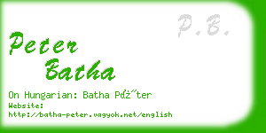 peter batha business card